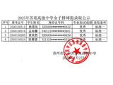2025年苏苑高级中学女子排球拟录取公示